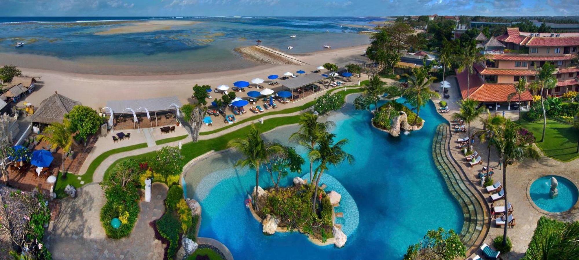 Hotel Nikko Bali Benoa Beach Nusa Dua  Eksteriør bilde Aerial view of the pool